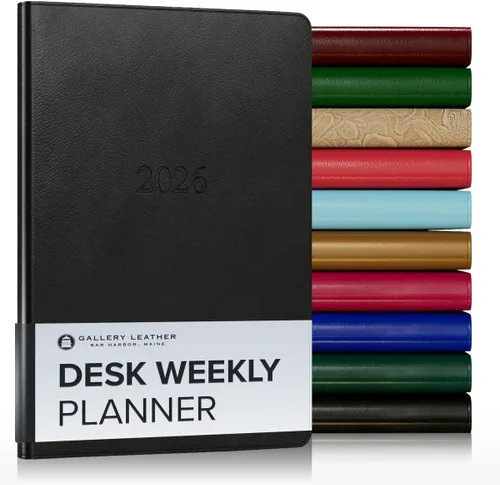 Vista 36 de Gallery Leather Planificador Semanal y Mensual Grande 2025-2026, Calendario Planificador y Cuaderno Elegantemente Encuadernado con Elegantes Bordes