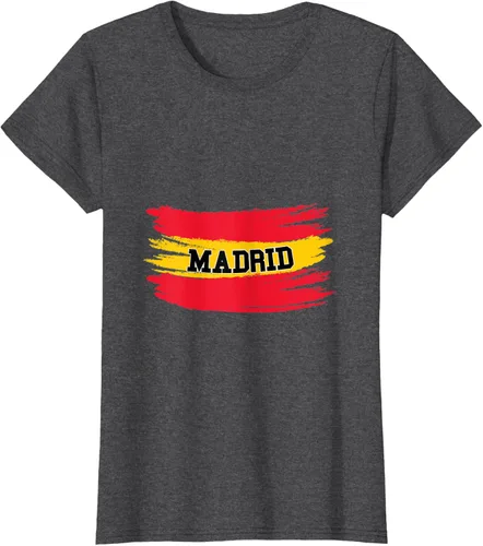 Vista 5 de Camiseta familiar de España Madrid con bandera española envejecida, Negro