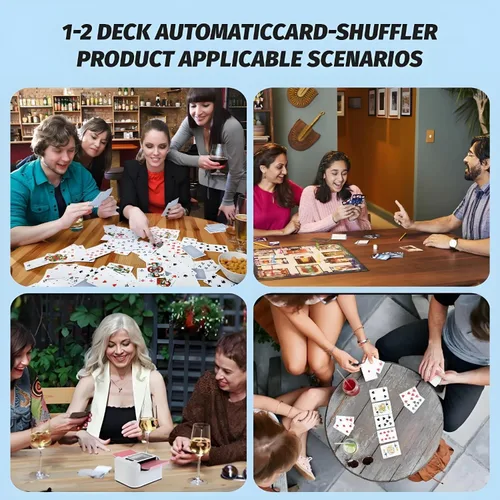 Vista 2 de Barajador de cartas automático recargable, barajador eléctrico de 2 cubiertas para póker, UNO, Yu-Gi-Oh, Blackjack y más