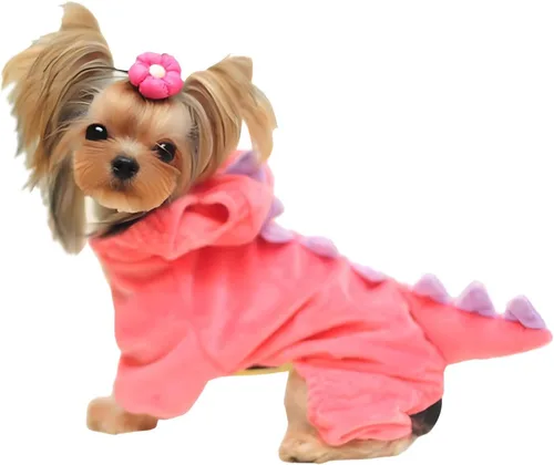 Vista 9 de Disfraz de dinosaurio para perro, ropa de perro de dinosaurio de Halloween, linda ropa para gatos, sudadera divertida con capucha para mascotas Verde