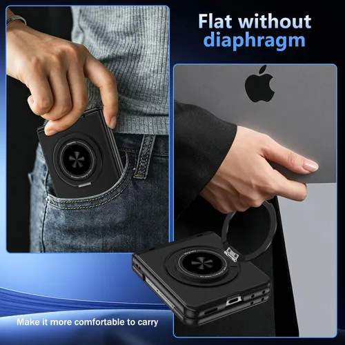 Vista 5 de Hekodonk Funda para Galaxy Z Flip 8 con soporte giratorio de 360º, compatible con MagSafe, protector de pantalla frontal, soporte de anillo Todo
