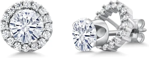 Vista 85 de Gem Stone King Aretes redondos de plata de ley 925 de 0.236 in con piedra natal extraíble para mujer