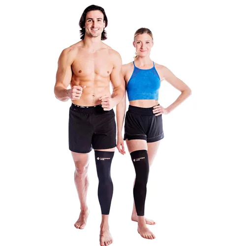 Vista 3 de Manga de compresión de pierna completa – infusión de cobre definitivo, soporte para rodilla, muslo, pantorrilla, artritis, correr y baloncesto.