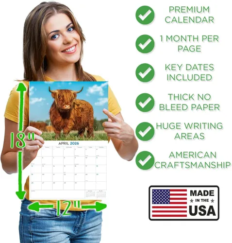 Vista 589 de Calendario de grises africanos 2025 2026 – Planificador mensual de pared de aves africanas – 12 x 18 pulgadas (abierto), calendario de pared