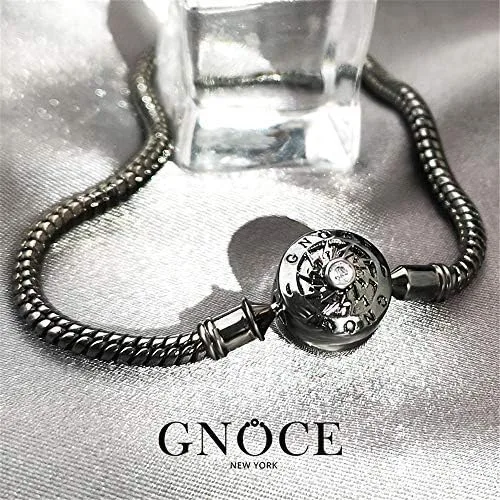 Vista 7 de GNOCE Pulsera de plata de ley 925 con colgante de calavera y corazón diseño de murciélago con cierre