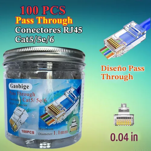 Vista 2 de Gaobige Paquete de 100 conectores de paso Cat5 Cat5e Cat6 RJ45