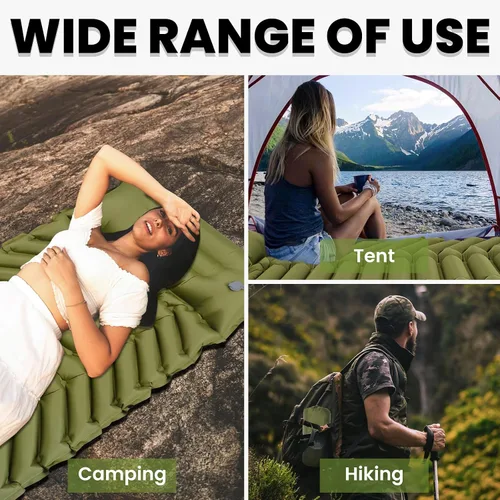 Vista 7 de Colchoneta inflable ultraligera con bomba de pie incorporada, colchón de aire duradero mejorado para camping, mochileros, senderismo, diseño