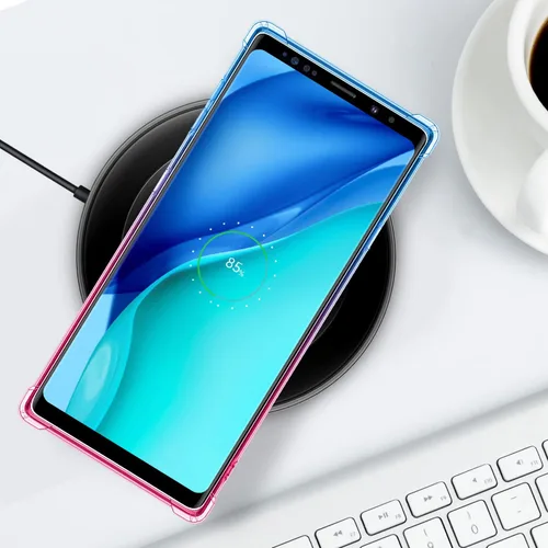 Vista 7 de Funda para Galaxy Note 9, funda transparente con bonito degradado para teléfono, TPU reforzado, parte trasera de policarbonato duro, funda