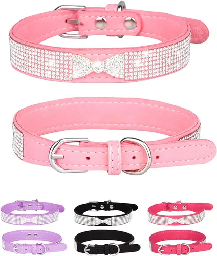 Vista 8 de Bling - Collar de perro para perros pequeños, medianos y grandes, collares de perro con corona de diamantes de imitación para perros hembra y macho