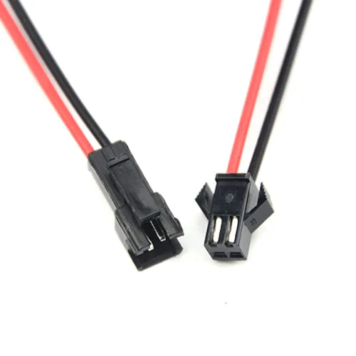 Vista 3 de 100 unidades, 50 pares JST SM 2PIN 24AWG hembra y macho enchufe de conexión con conector de terminal rojo y negro, cable de cable para tira de luz
