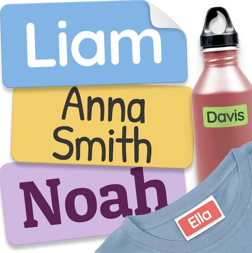 Vista 7 de Etiquetas universales de nombre personalizadas para niños y adultos, albaricoque [60 unidades] – Calcomanías de nombre impermeables para la escuela