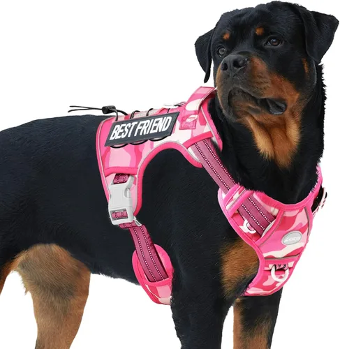 Vista 33 de Auroth - Arnés táctico para perros pequeños y medianos, sin tirones, arnés ajustable para mascotas, reflectante, K9, entrenamiento, trabajo