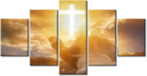 Vista 20 de TUMOVO Decoración de pared de iglesia cristiana de 3 paneles, imágenes de la resurrección de Jesús para sala de estar, dormitorio, cocina
