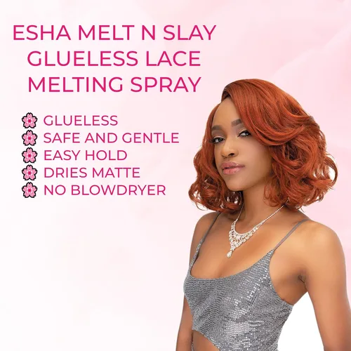 Vista 3 de Esha Melt N Slay - Spray de encaje sin pegamento, fusión y sujeción para pelucas, spray adhesivo de encaje para cerrar pelucas, extensiones, fuerte