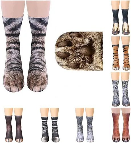 Vista 3 de Calcetines de pata de animales, calcetines divertidos para mujer, calcetines divertidos para hombres, regalos de broma para adultos