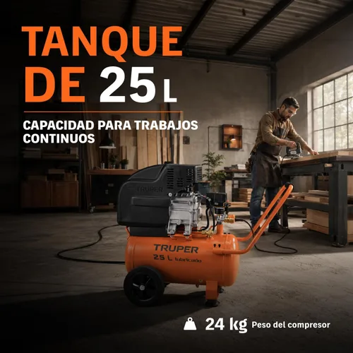 Vista 3 de Compresor horizontal 25 L, 3 HP (potencia máxima), 120 V