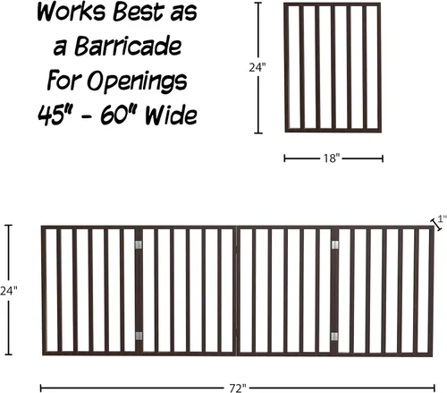 Vista 3 de PETMAKER Pet Gate - Puerta para perros para puertas, escaleras o casa - Independiente, plegable, estilo acordeón, valla de madera para perros