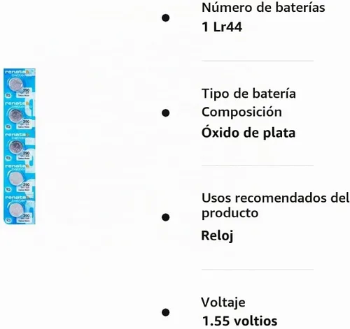 Vista 7 de Baterías de reloj Renata #390 5Pcs