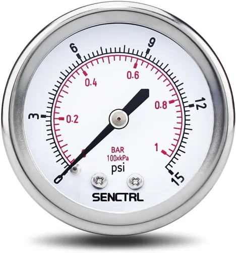 Vista 15 de SENCTRL - Medidor de presión de vacío de 30inHg, esfera de 2", NPT de 1/8, montaje inferior, estuche de acero inoxidable, resistente al agua