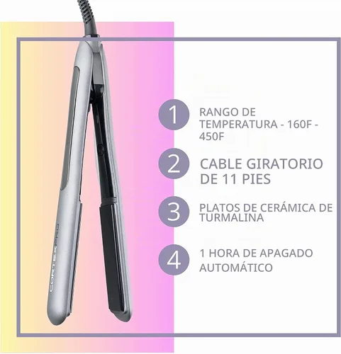 Vista 3 de CORTEXPRO Plancha plana de 1 pulgada – Placas de cerámica de turmalina digital de un solo paso con estuche de transporte – Plancha plana plancha