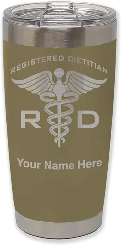 Vista 36 de LaserGram Vaso aislado al vacío de 20 onzas, dietista registrado RD, grabado personalizado incluido (negro)