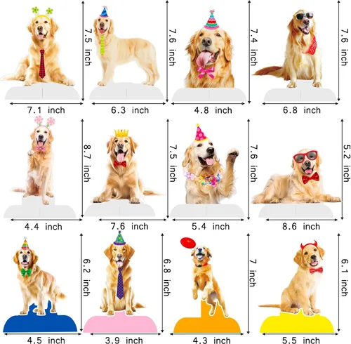 Vista 4 de Golden Retriever - Centros de mesa de panal de abeja para decoración de mesa de fiesta de perro, 12 piezas, decoraciones de fiesta de cumpleaños