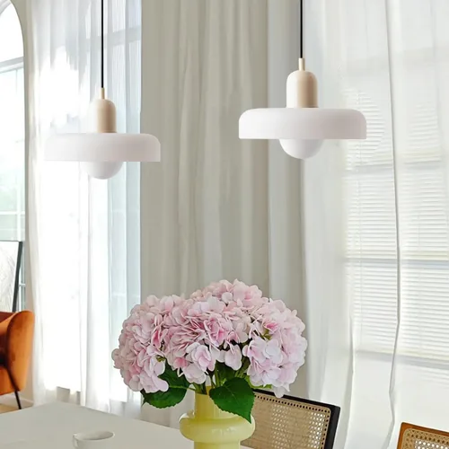 Vista 6 de Lámpara colgante de cristal vintage para isla de cocina, lámpara colgante enchufable con pantalla de vidrio blanco leche, cable enchufable, moderna
