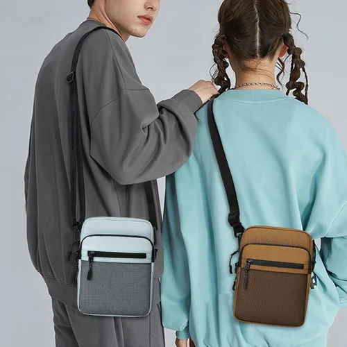 Vista 7 de Lohol Bolso bandolera pequeño para hombres y mujeres, resistente al agua, ajustable, bolso bandolera para viajes y deportes