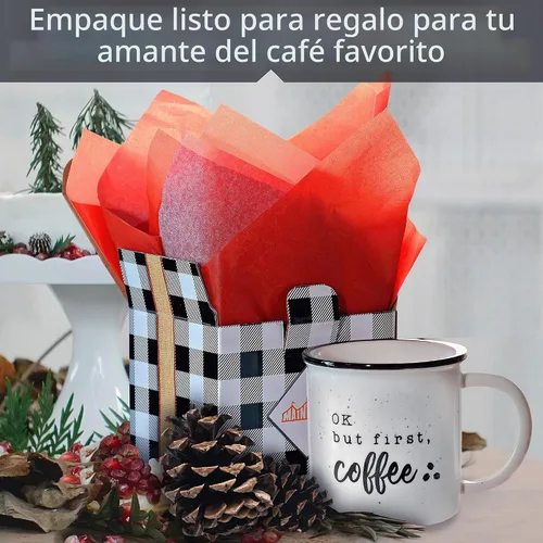 Vista 2 de Ok But First Coffee - Taza de café de cerámica de 11 onzas, regalo
