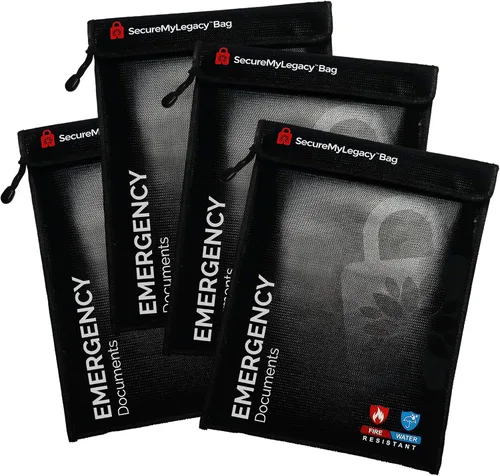 Vista 4 de Secure My Legacy - Bolsa ignífuga (paquete de 4): bolsas de documentos ignífugas, soporte para documentos de seguridad contra incendios