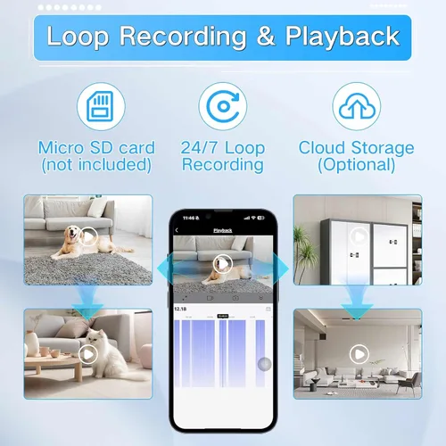 Vista 5 de Cámara con marco de fotos WiFi, cámaras de seguridad HD de 1080P, mini cámara inalámbrica para niñera con visión remota, grabadora de video