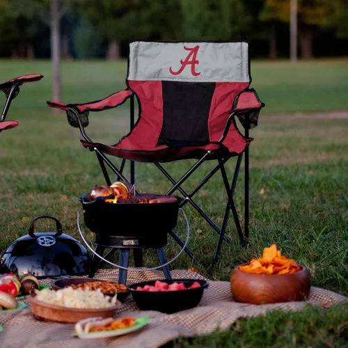 Vista 2 de Logo Brands NCAA Alabama Crimson Tide Elite Silla Portátil - Silla premium para exteriores con portavasos, marco de acero con recubrimiento