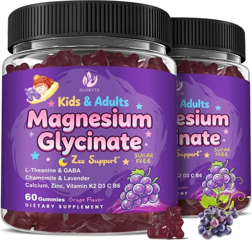 Vista 8 de Gomitas de glicinato de magnesio sin azúcar para niños y adultos, apoyo Zzz, relajación y apoyo a la cognición, 200/400 mg gomitas de magnesio