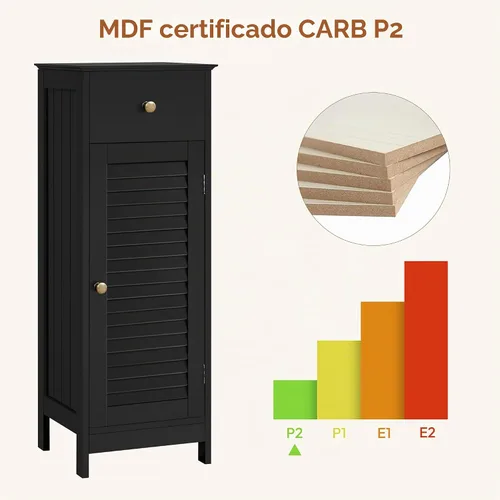 Vista 9 de Yaheetech Small Bathroom Storage Cabinet with Drawer & Louvered Door,Black