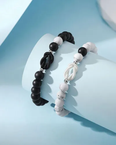 Vista 3 de UNGENT THEM Pinky Promise Forever Knot - Pulseras para parejas, aniversario, Navidad, San Valentín, regalos para novio, novia, él y ella