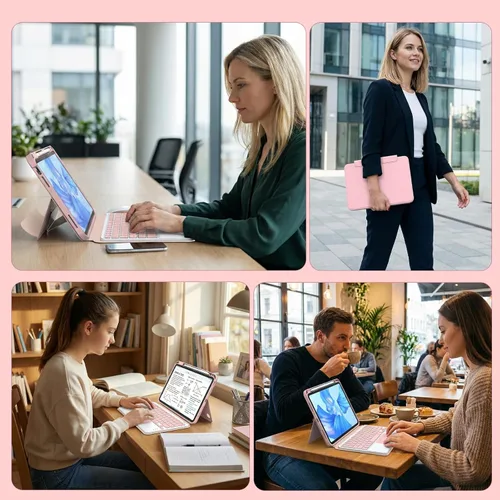 Vista 8 de Funda de teclado para iPad (A16) de 11ª generación de 11 pulgadas 2025, trackpad multitáctil, inalámbrica, magnética, desmontable, Bluetooth