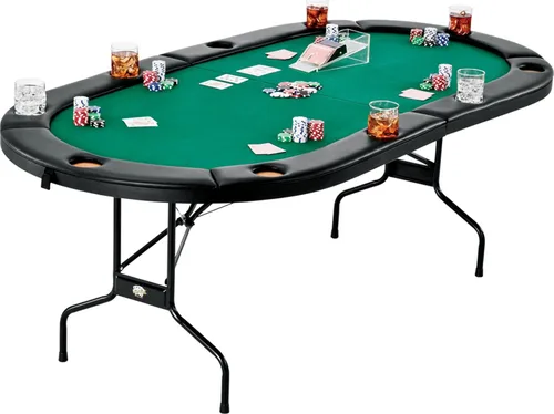 Vista 3 de Fat Cat mesa de juego para casino/póquer Texas Hold 'em plegable con borde acolchado, para 10 jugadores