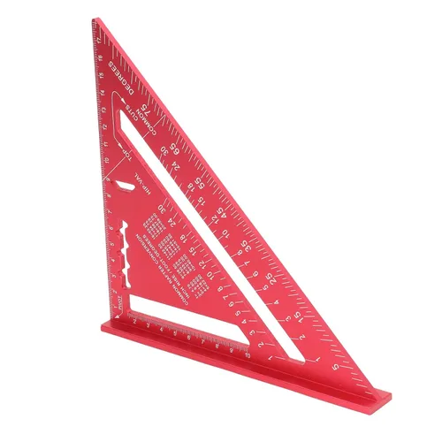 Vista 3 de ViaGasaFamido Carpintero triangular Die Cast aleación de aluminio Rafter 7 pulgadas Layout Tool Triángulo Regla transportador para medir el marcado