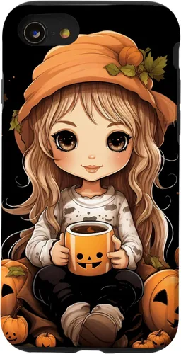 Vista 18 de Chibi Girl Anime Kawaii Pumpkin Spice Latte Fall Halloween Case for iPhone 16