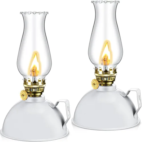 Vista 8 de Retisee Lámpara de aceite para interiores, rústica, de queroseno, farol de metal de cristal para interiores, vintage, de vidrio transparente