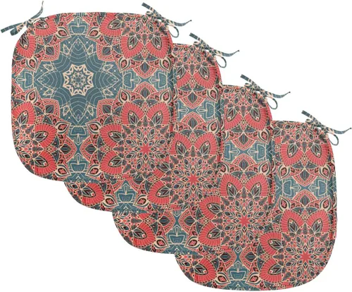 Vista 95 de Ambesonne Flamingo - Cojín de asiento para silla, diseño de fantasía exótica con elementos de vida silvestre hawaiana en colores pastel, acolchado