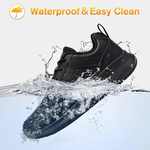 Vista 3 de Zapatos de trabajo antideslizantes para hombre, zapatos de cocina impermeables para chef, zapatos cómodos antideslizantes para restaurante, calzado