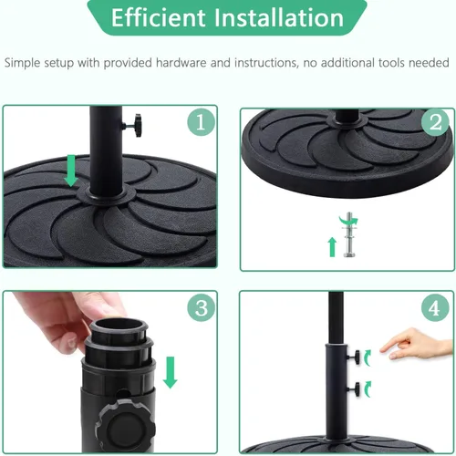 Vista 5 de Helios&Hestia Soporte redondo de resina resistente de 40 libras para exteriores, peso base para patio, mesa de mercado, color negro
