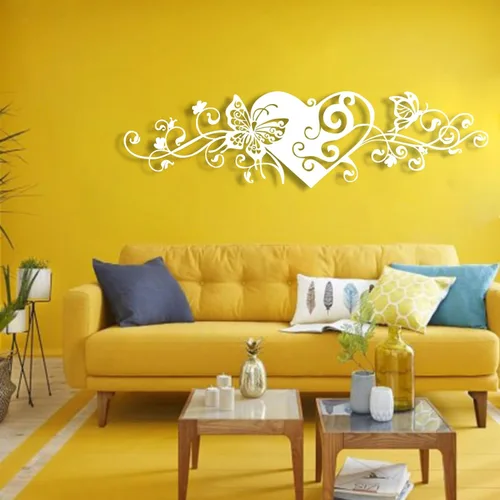 Vista 5 de Arte de pared de metal, arte de pared de corazón de metal, decoración de pared de mariposa de metal, arte de pared de corazón y mariposa, esculturas