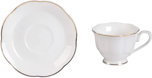 Vista 3 de Guangyang Juego de 12 tazas y platillos de porcelana fina de 2.5 onzas, juego de 6 tazas de café turco para doble color blanco espresso con ribete