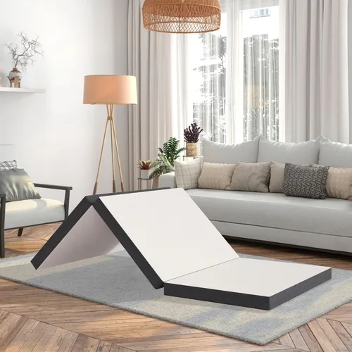 Vista 13 de Colchón plegable, colchón de espuma viscoelástica de gel de tres pliegues, colchón plegable portátil con funda lavable y parte inferior