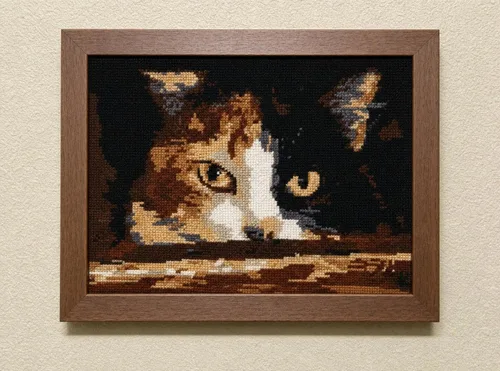 Vista 4 de Pepita Kit de aguja: gato amenazante, 10 "x 7