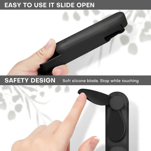 Vista 5 de Ventilador Portátil Mini de Mano, Ventilador Personal Pequeño Recargable con Diseño de Banco de Energía de Bolsillo para Viajes/Regalos