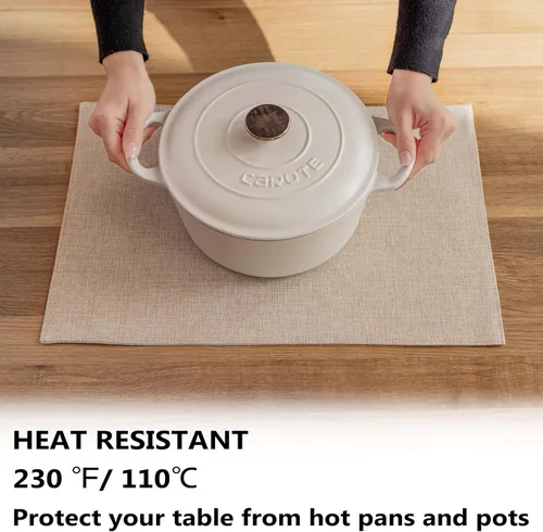 Vista 27 de Demetex - Juego de 4 manteles individuales de mesa de estilo rústico, resistentes al calor, de lino, lavables, de tela, manteles individuales