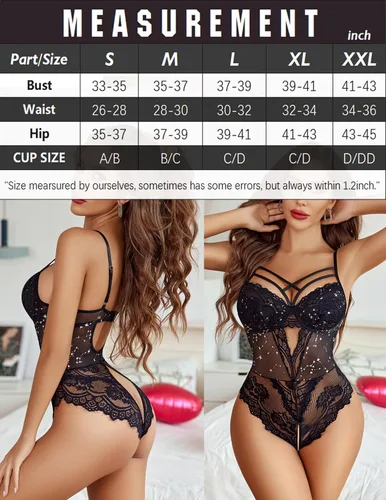Vista 84 de Avidlove Lencería de encaje floral para mujer, lencería de una pieza, babydoll